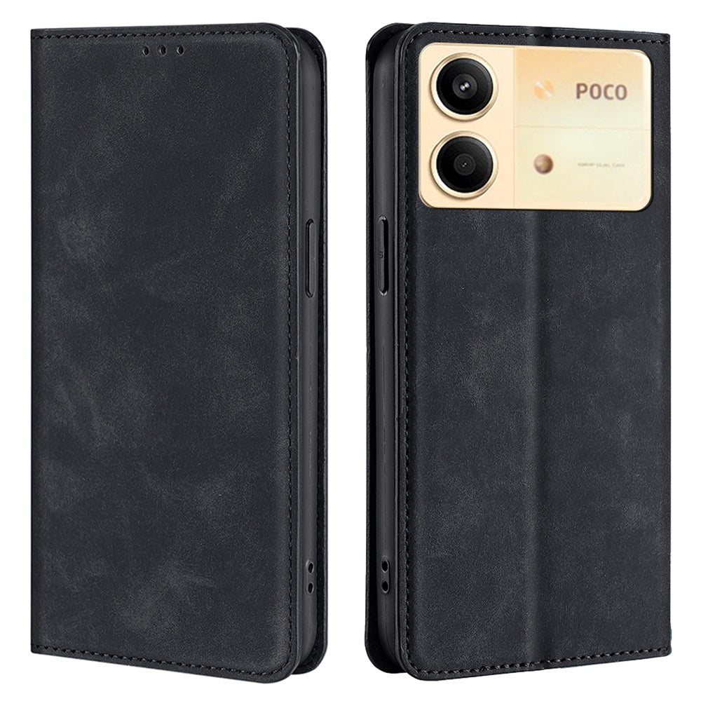 For Xiaomi Redmi Note 13R Pro 5G Case Card Holder Magnetic PU Leather Phone Cover - Black