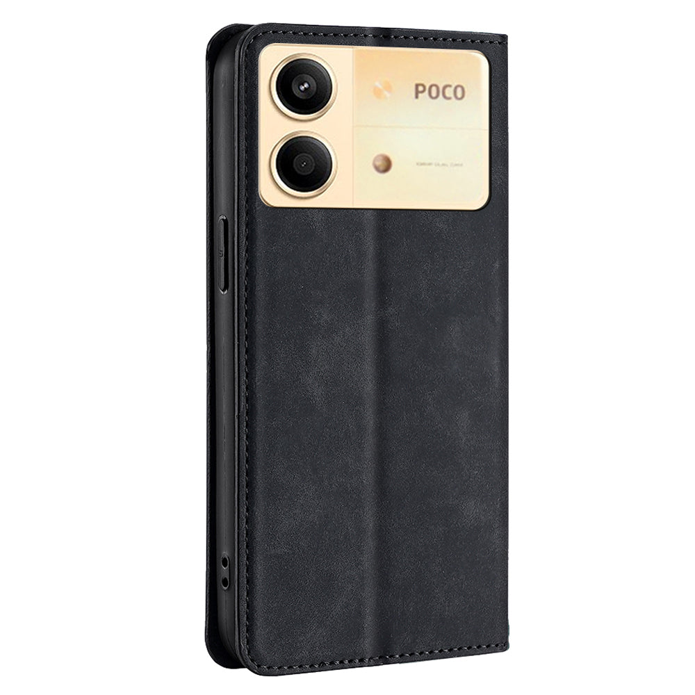 For Xiaomi Redmi Note 13R Pro 5G Case Card Holder Magnetic PU Leather Phone Cover - Black