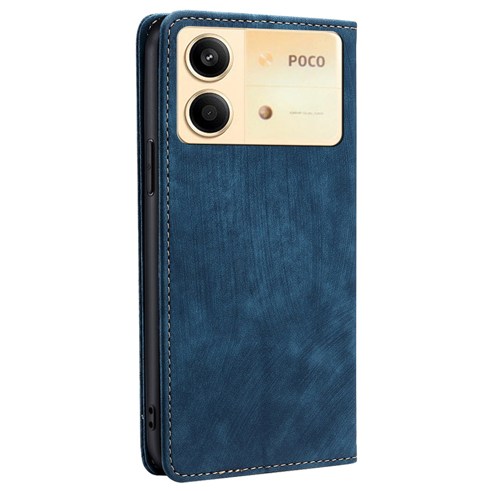 For Xiaomi Redmi Note 13R Pro 5G Leather Case RFID Blocking Phone Wallet Cover - Blue