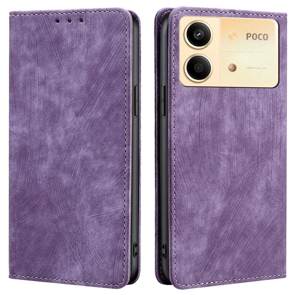 For Xiaomi Redmi Note 13R Pro 5G Leather Case RFID Blocking Phone Wallet Cover - Purple