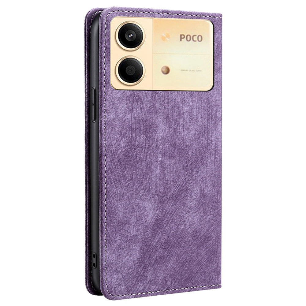 For Xiaomi Redmi Note 13R Pro 5G Leather Case RFID Blocking Phone Wallet Cover - Purple
