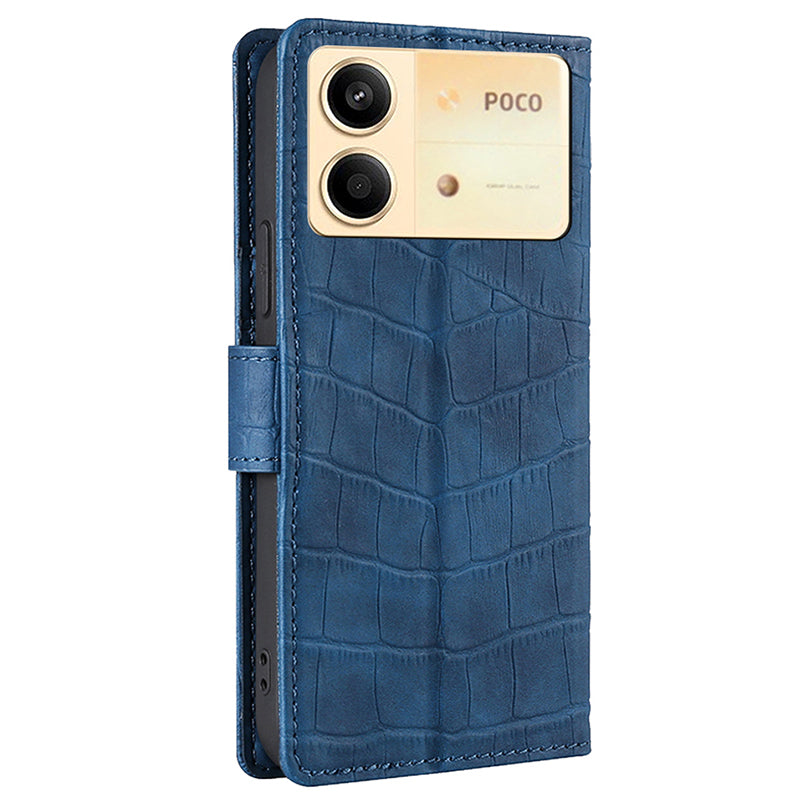 For Xiaomi Redmi Note 13R Pro 5G Wallet Case Crocodile Texture Leather Phone Cover - Blue