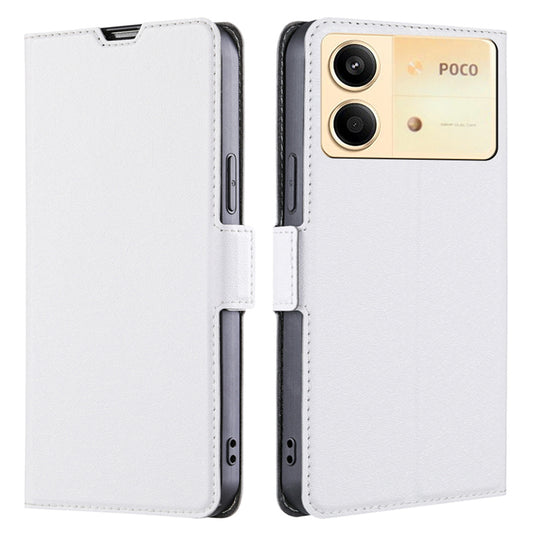 For Xiaomi Redmi Note 13R Pro 5G PU Leather + TPU Case Protective Phone Stand Cover - White