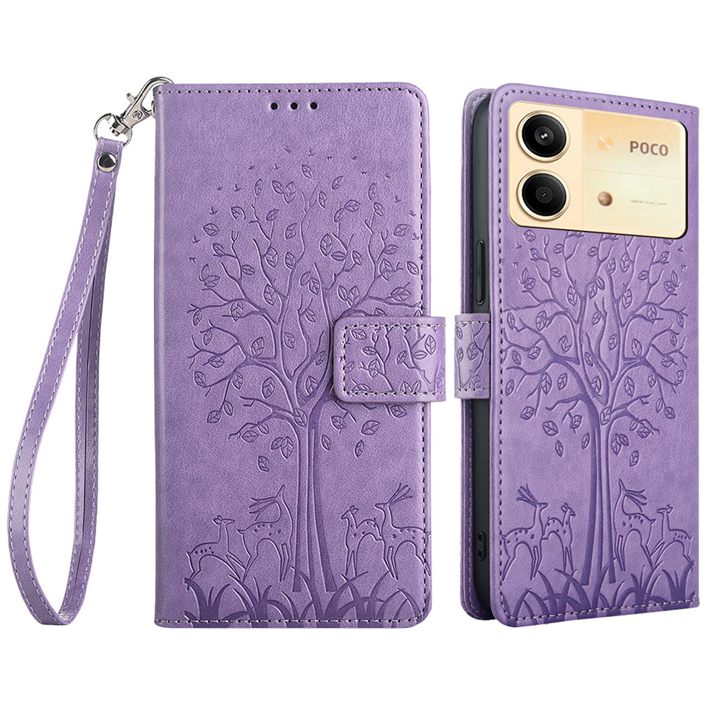 For Xiaomi Redmi Note 13R Pro 5G Case Imprinted PU Leather Wallet Stand Phone Cover - Purple
