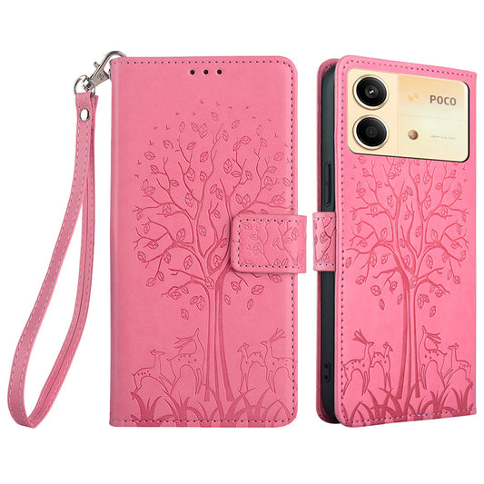 For Xiaomi Redmi Note 13R Pro 5G Case Imprinted PU Leather Wallet Stand Phone Cover - Pink