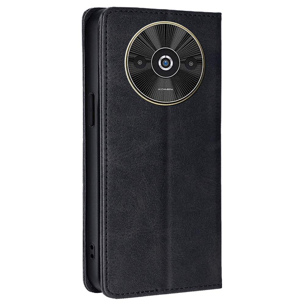 For Xiaomi Redmi A3 / Poco C61 4G Wallet Case Magnetic Auto-absorbed Leather Phone Cover - Black