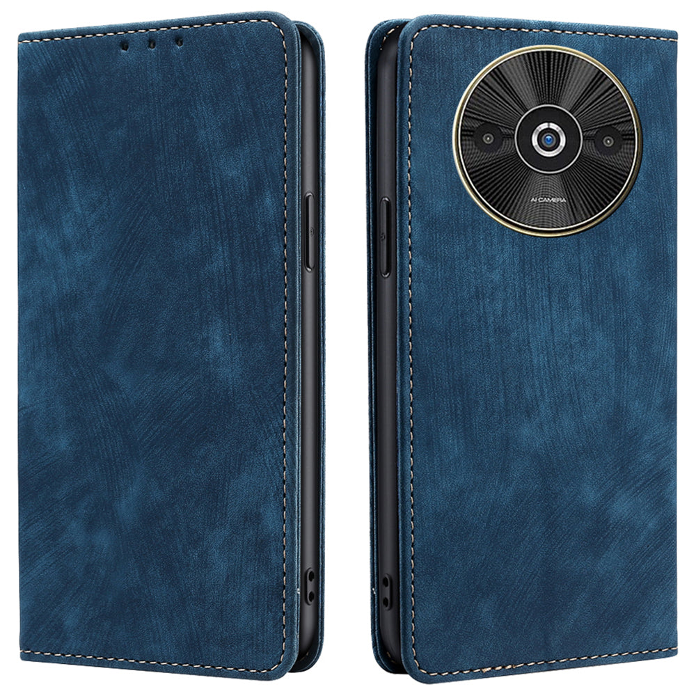 For Xiaomi Redmi A3 / Poco C61 4G Folio Flip Case RFID Blocking Card Holder Shockproof Phone Cover - Blue