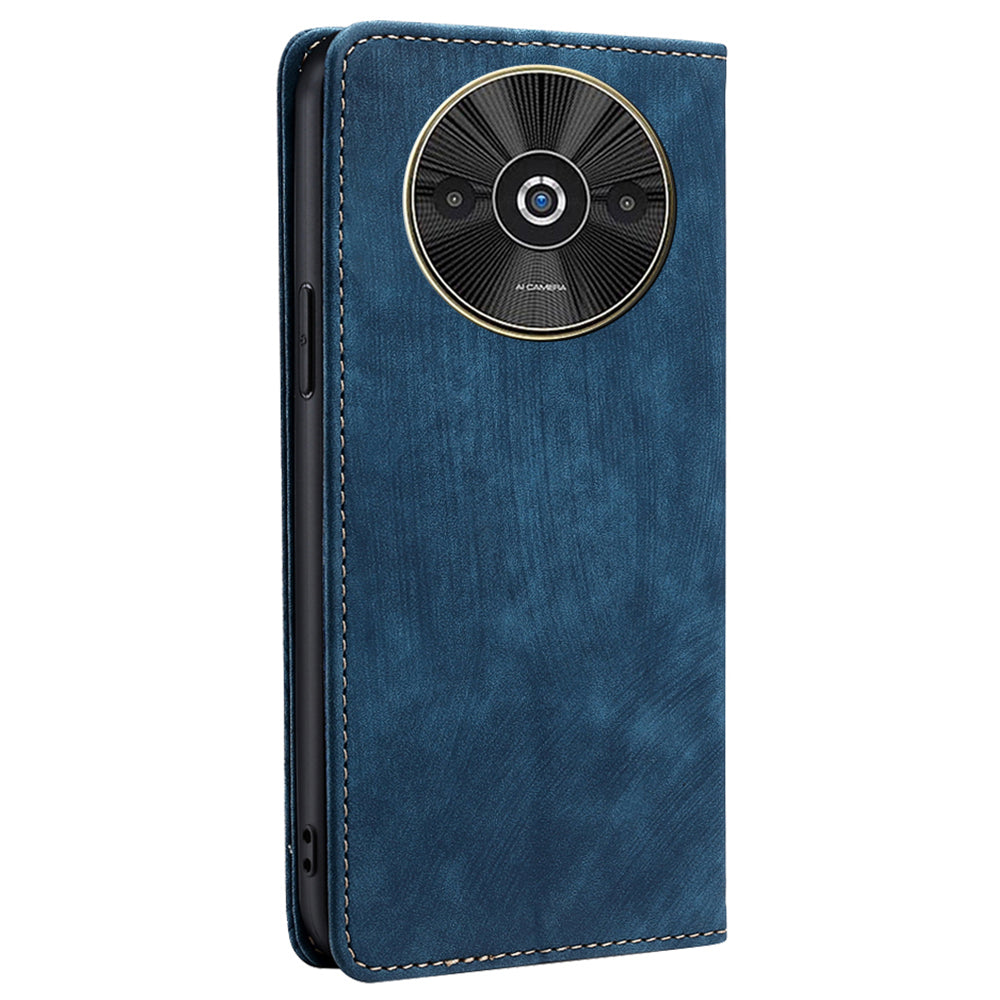For Xiaomi Redmi A3 / Poco C61 4G Folio Flip Case RFID Blocking Card Holder Shockproof Phone Cover - Blue
