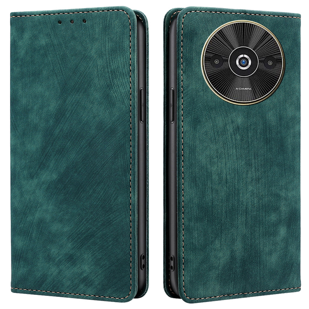 For Xiaomi Redmi A3 / Poco C61 4G Folio Flip Case RFID Blocking Card Holder Shockproof Phone Cover - Green