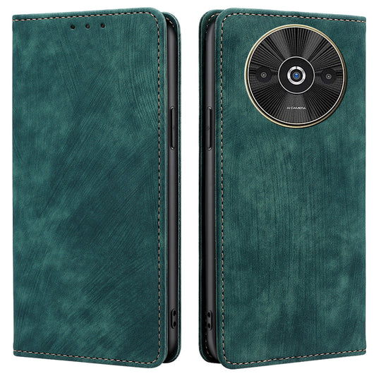 For Xiaomi Redmi A3 / Poco C61 4G Folio Flip Case RFID Blocking Card Holder Shockproof Phone Cover - Green