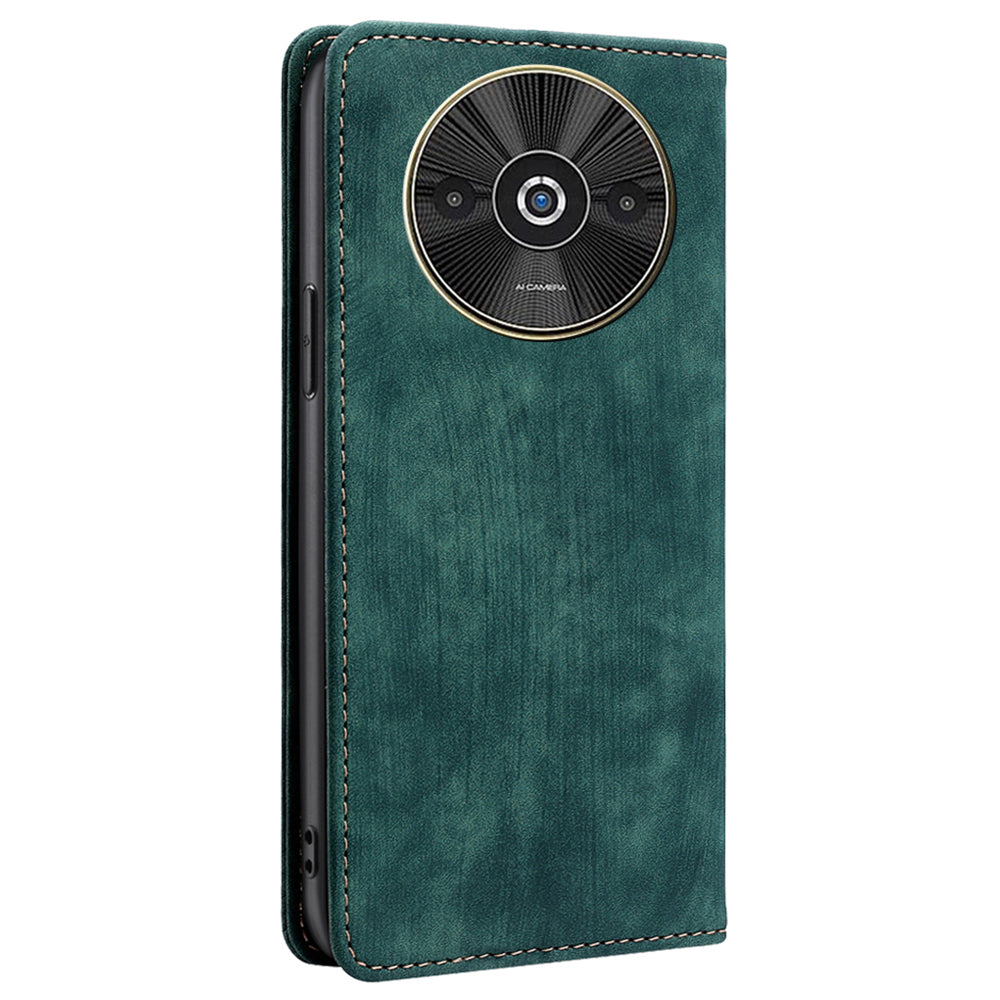 For Xiaomi Redmi A3 / Poco C61 4G Folio Flip Case RFID Blocking Card Holder Shockproof Phone Cover - Green