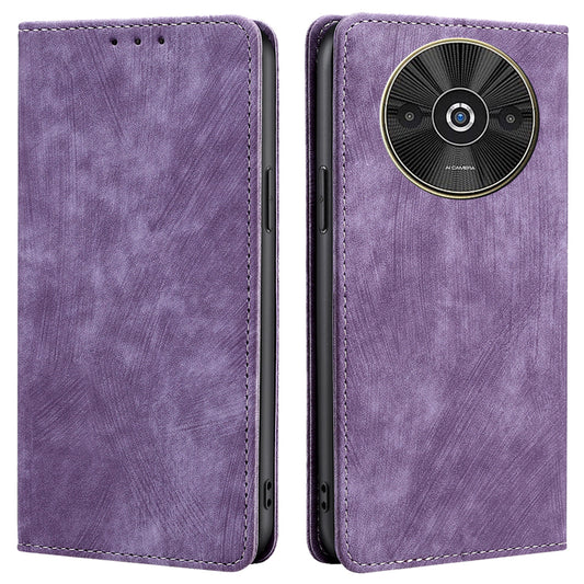 For Xiaomi Redmi A3 / Poco C61 4G Folio Flip Case RFID Blocking Card Holder Shockproof Phone Cover - Purple