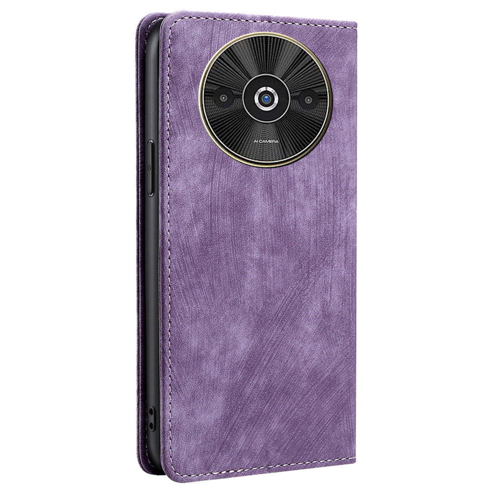 For Xiaomi Redmi A3 / Poco C61 4G Folio Flip Case RFID Blocking Card Holder Shockproof Phone Cover - Purple