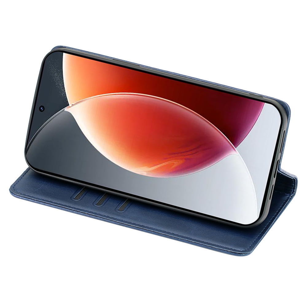 For Transsion Tecno Spark 20 Pro+ Case Calf Texture Leather Wallet Cover Magnetic Closing - Sapphire