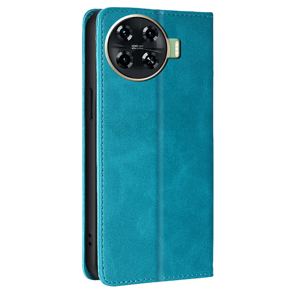 For Transsion Tecno Spark 20 Pro+ Case Calf Texture Leather Wallet Cover Magnetic Closing - Baby Blue
