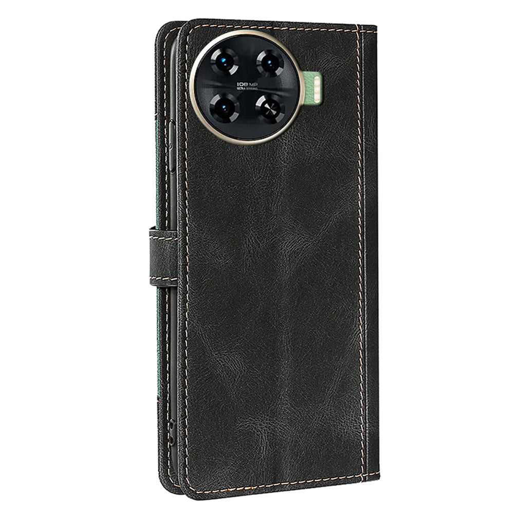 For Transsion Tecno Spark 20 Pro+ PU Leather Wallet Smart Phone Case Wholesale - Black