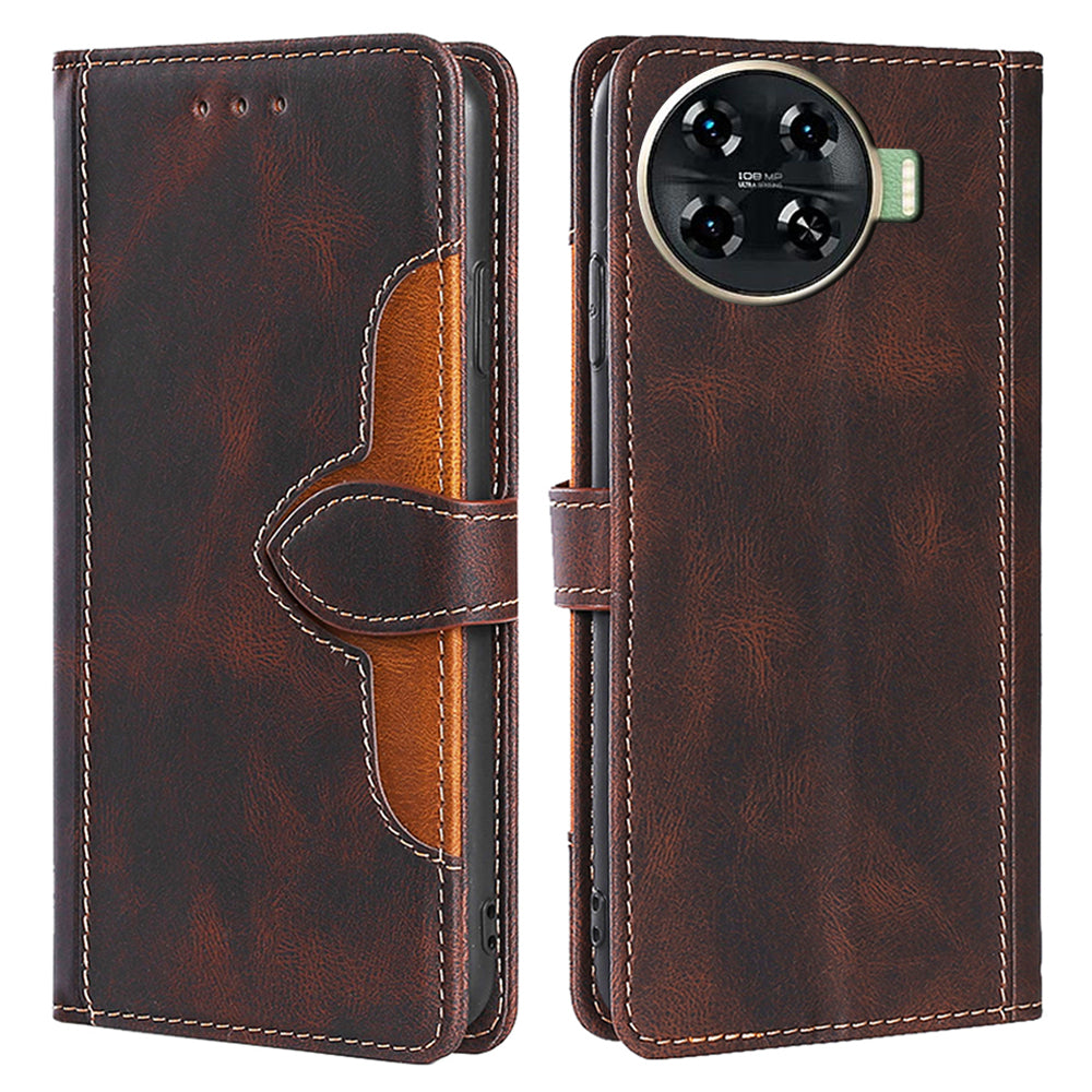 For Transsion Tecno Spark 20 Pro+ PU Leather Wallet Smart Phone Case Wholesale - Brown