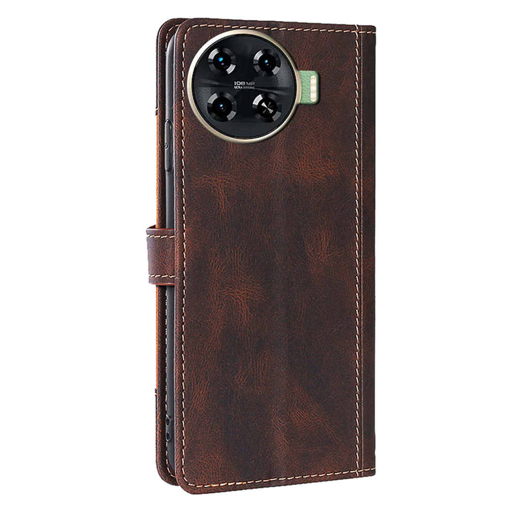 For Transsion Tecno Spark 20 Pro+ PU Leather Wallet Smart Phone Case Wholesale - Brown
