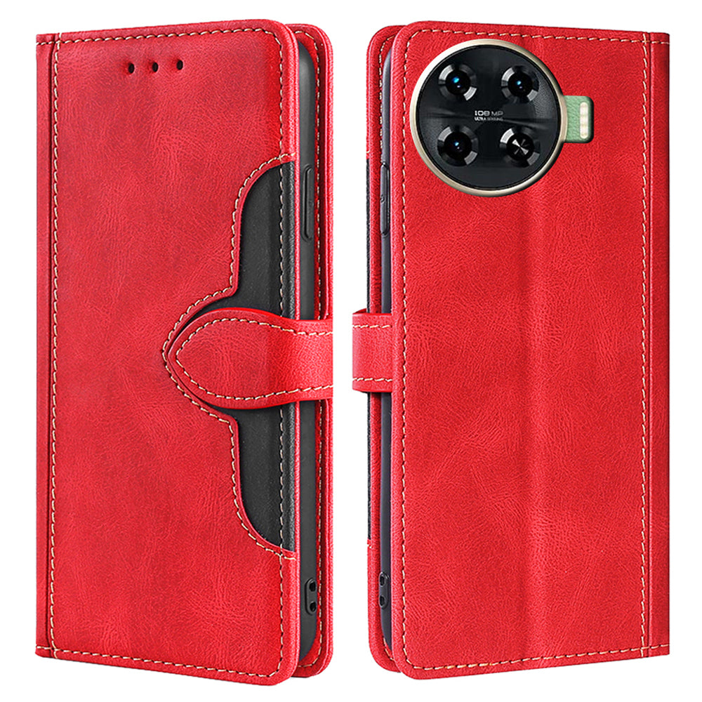For Transsion Tecno Spark 20 Pro+ PU Leather Wallet Smart Phone Case Wholesale - Red