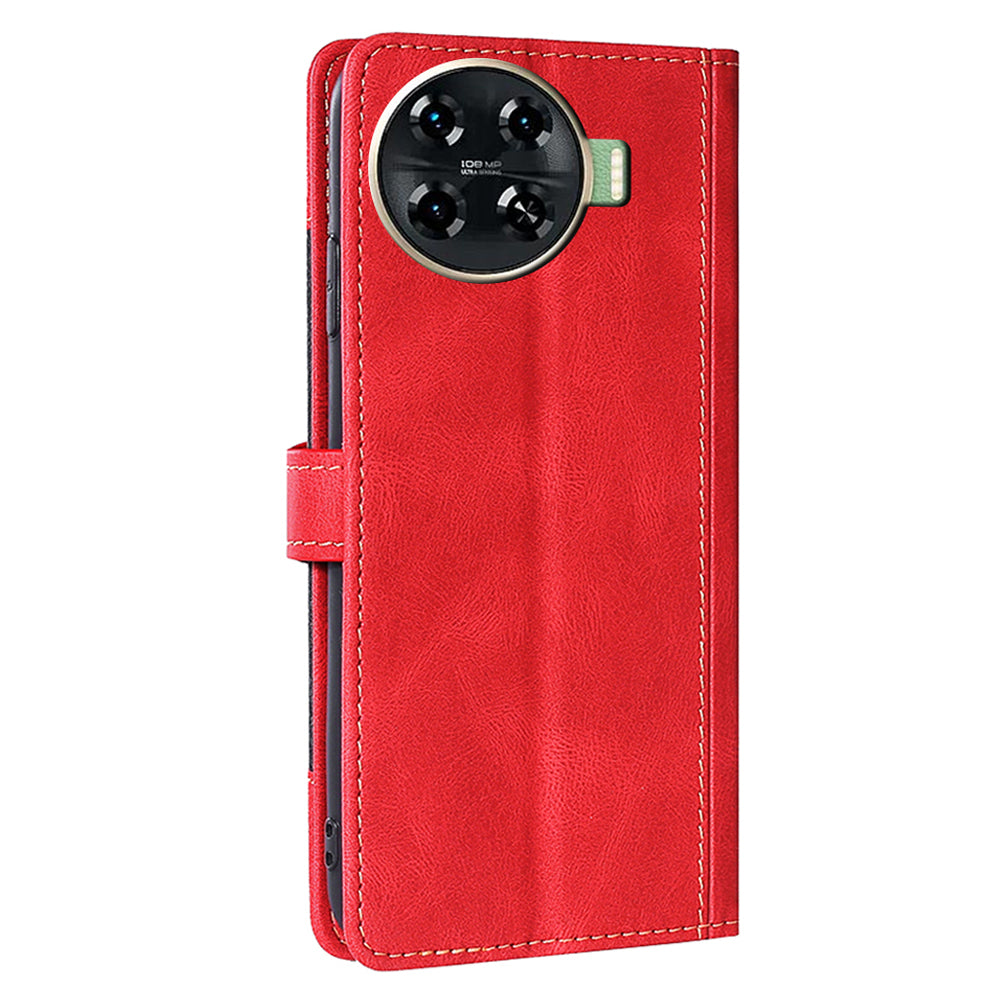 For Transsion Tecno Spark 20 Pro+ PU Leather Wallet Smart Phone Case Wholesale - Red