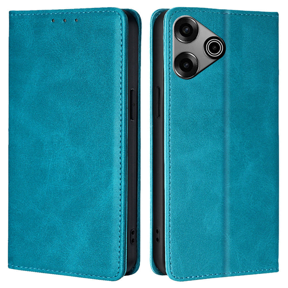 For Transsion Tecno Pova 6 Pro 5G Case Magnetic Closure Leather Wallet Phone Cover - Baby Blue