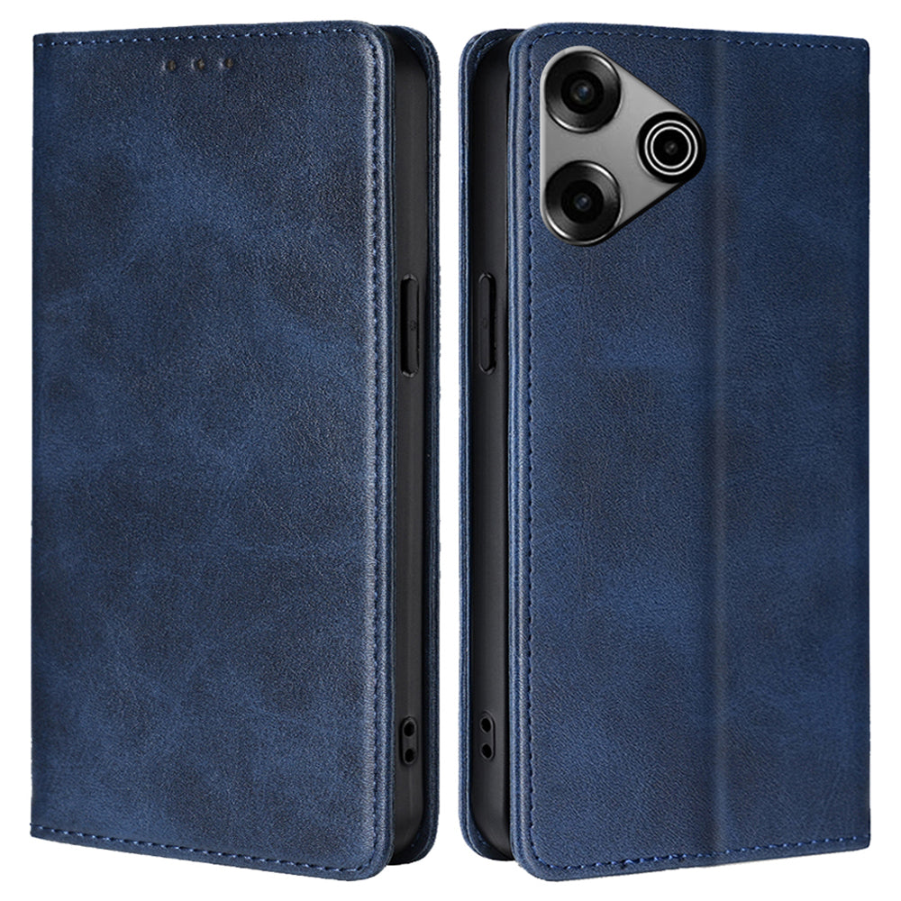 For Transsion Tecno Pova 6 Pro 5G Case Magnetic Closure Leather Wallet Phone Cover - Sapphire