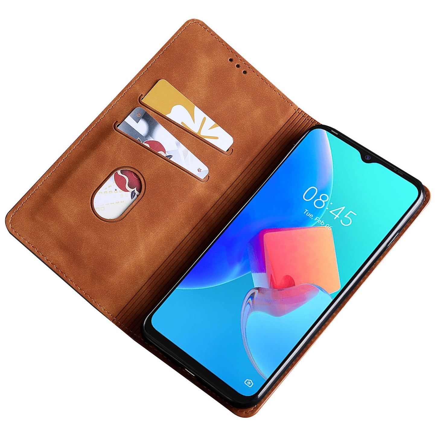 For Transsion Tecno Pova 6 Pro 5G Case Card Holder Magnetic Closing Leather Phone Cover - Light Brown