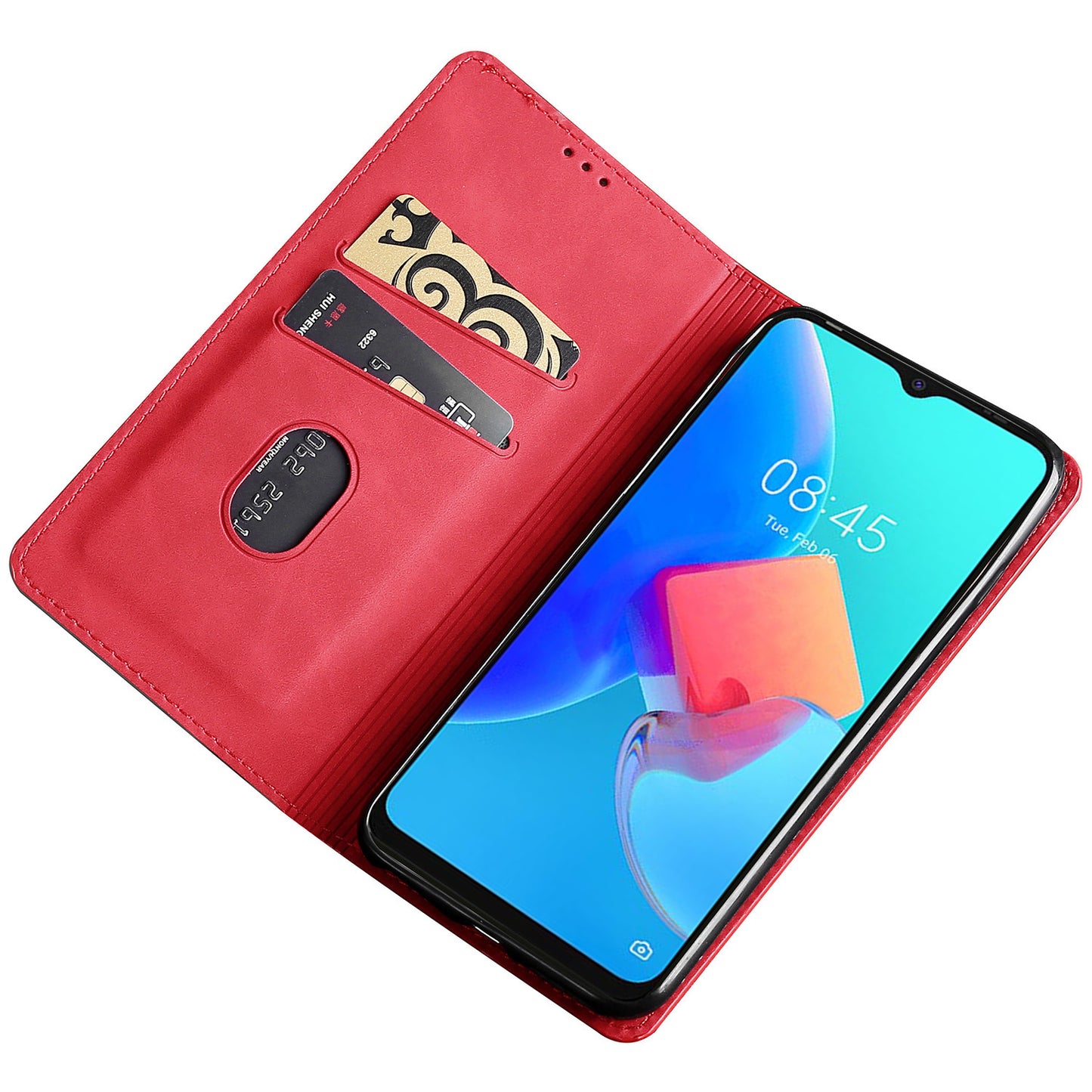 For Transsion Tecno Pova 6 Pro 5G Case Card Holder Magnetic Closing Leather Phone Cover - Red