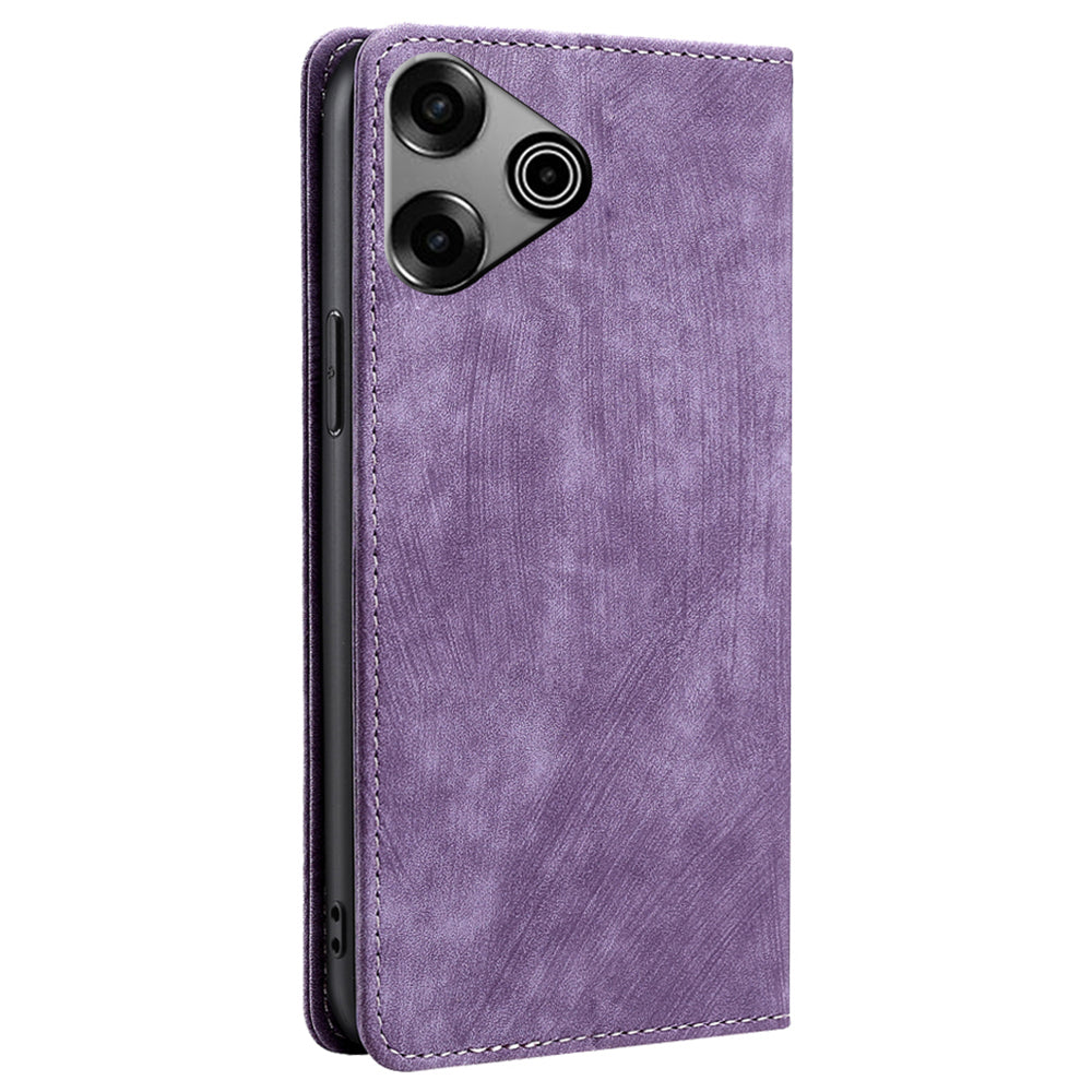 For Transsion Tecno Pova 6 Pro 5G Case RFID Blocking PU Leather Wallet Flip Phone Cover - Purple