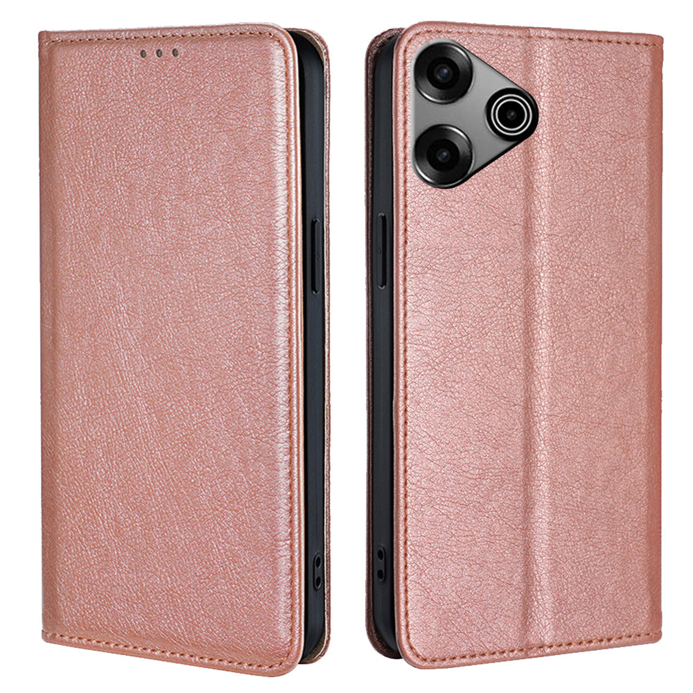For Transsion Tecno Pova 6 Pro 5G Anti-scratch Case Wallet PU Leather Magnetic Cell Phone Cover - Rose Gold