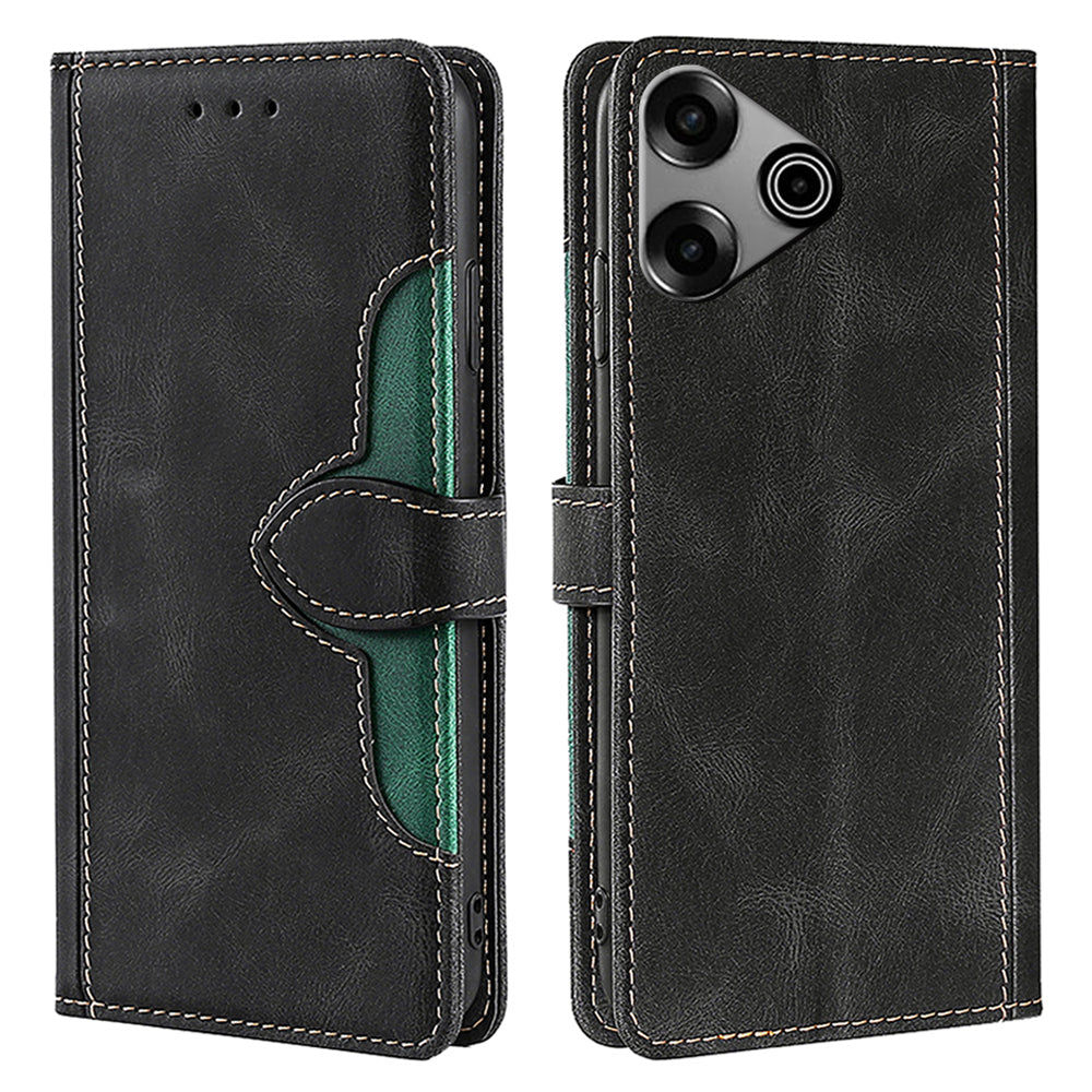 For Transsion Tecno Pova 6 Pro 5G Leather Wallet Cover Smart Phone Case Wholesale - Black