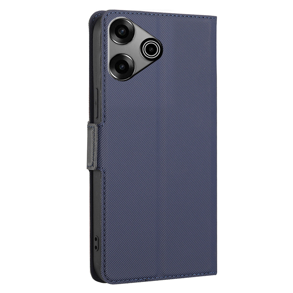 For Transsion Tecno Pova 6 Pro 5G Twill Texture Case Card Slots Drop-proof Phone Leather Cover - Blue