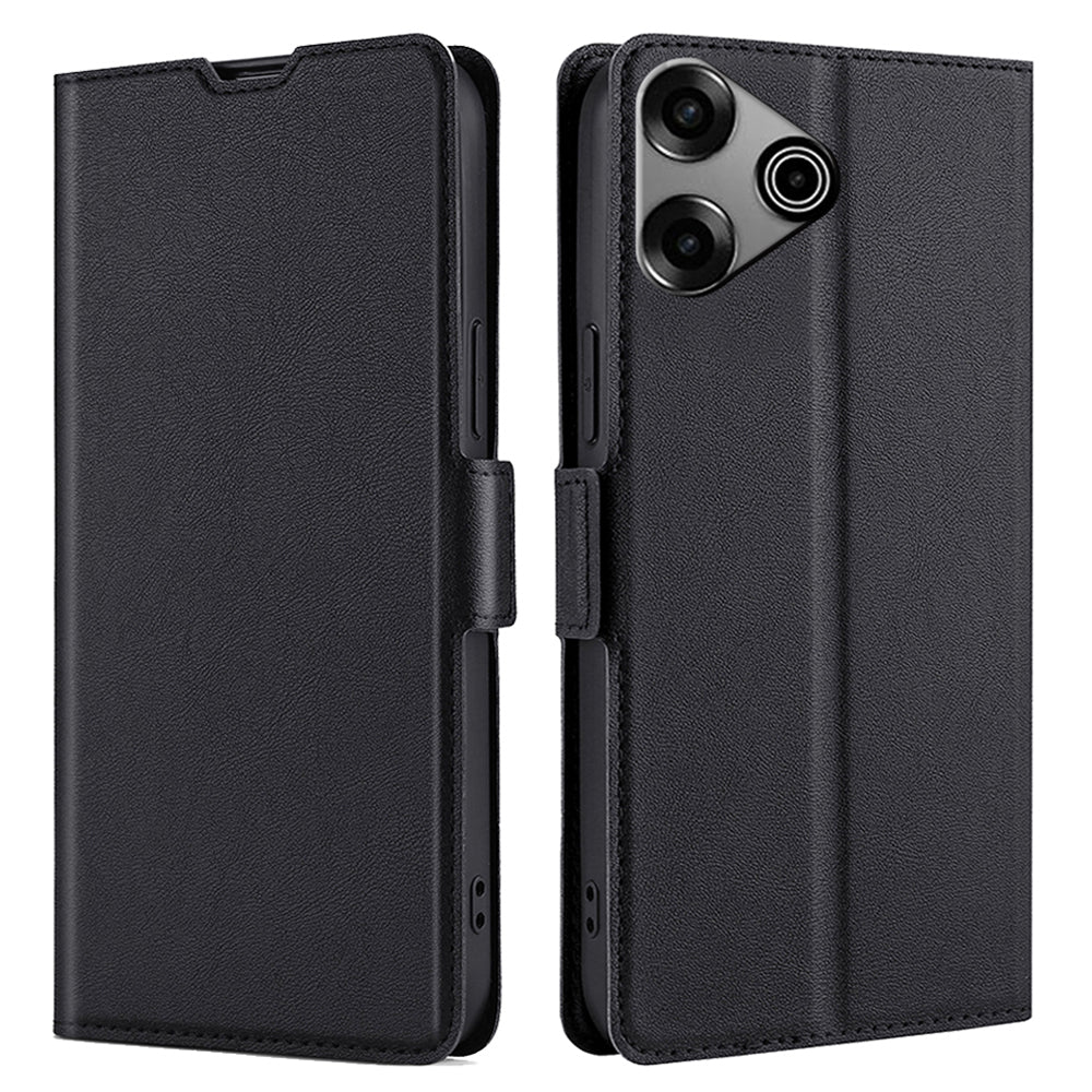 For Transsion Tecno Pova 6 Pro 5G Case PU Leather Card Slot Cover Side Magnetic Clasp Design - Black