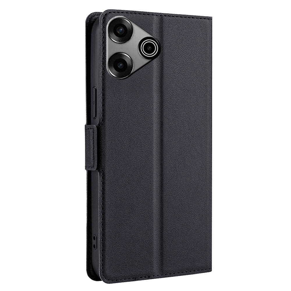 For Transsion Tecno Pova 6 Pro 5G Case PU Leather Card Slot Cover Side Magnetic Clasp Design - Black
