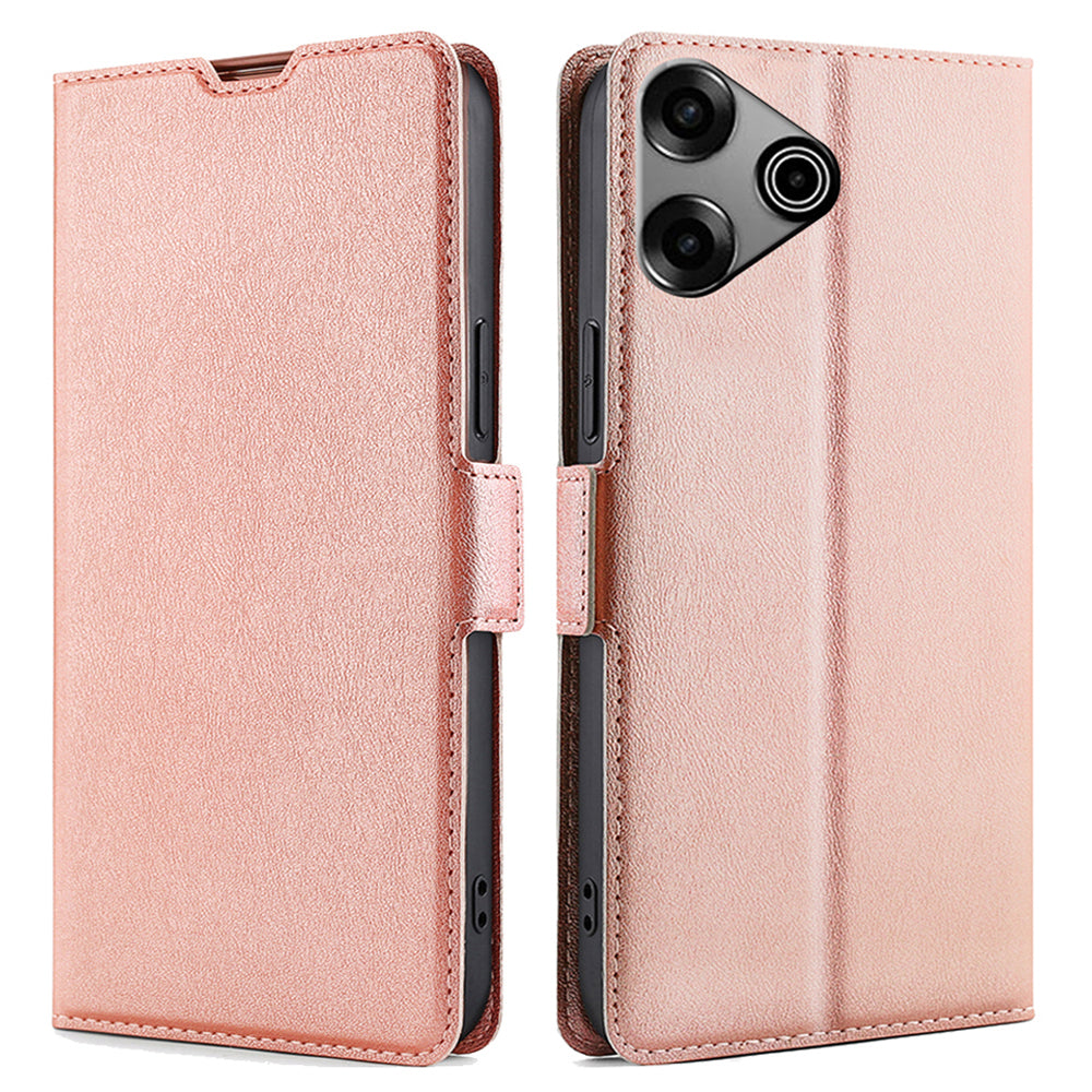 For Transsion Tecno Pova 6 Pro 5G Case PU Leather Card Slot Cover Side Magnetic Clasp Design - Rose Gold