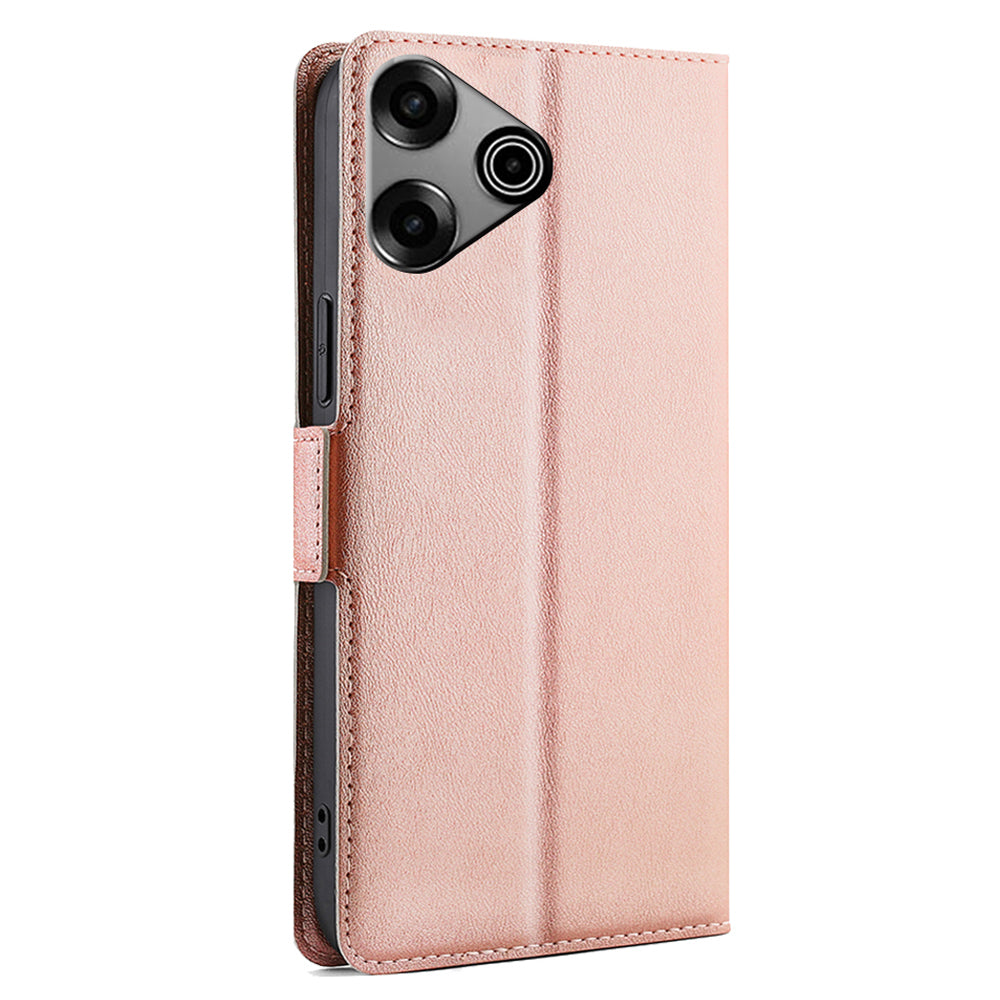 For Transsion Tecno Pova 6 Pro 5G Case PU Leather Card Slot Cover Side Magnetic Clasp Design - Rose Gold