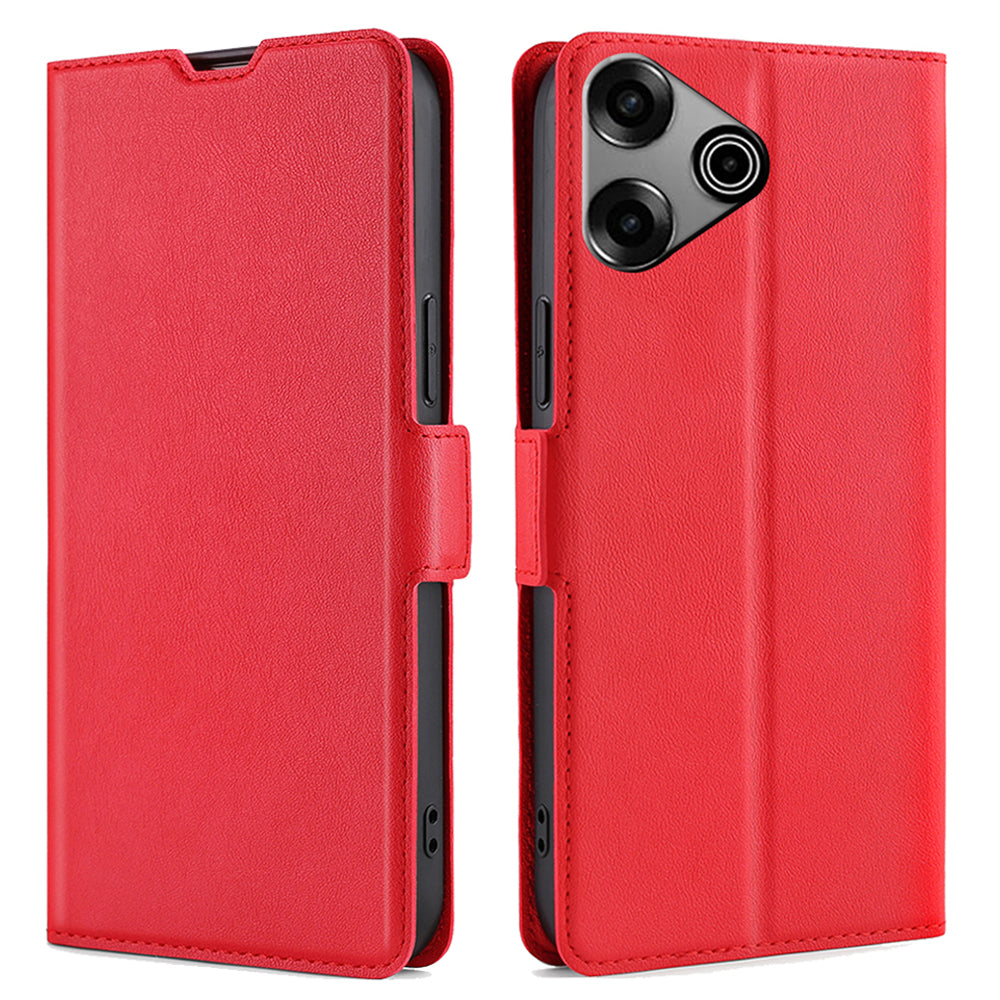 For Transsion Tecno Pova 6 Pro 5G Case PU Leather Card Slot Cover Side Magnetic Clasp Design - Red