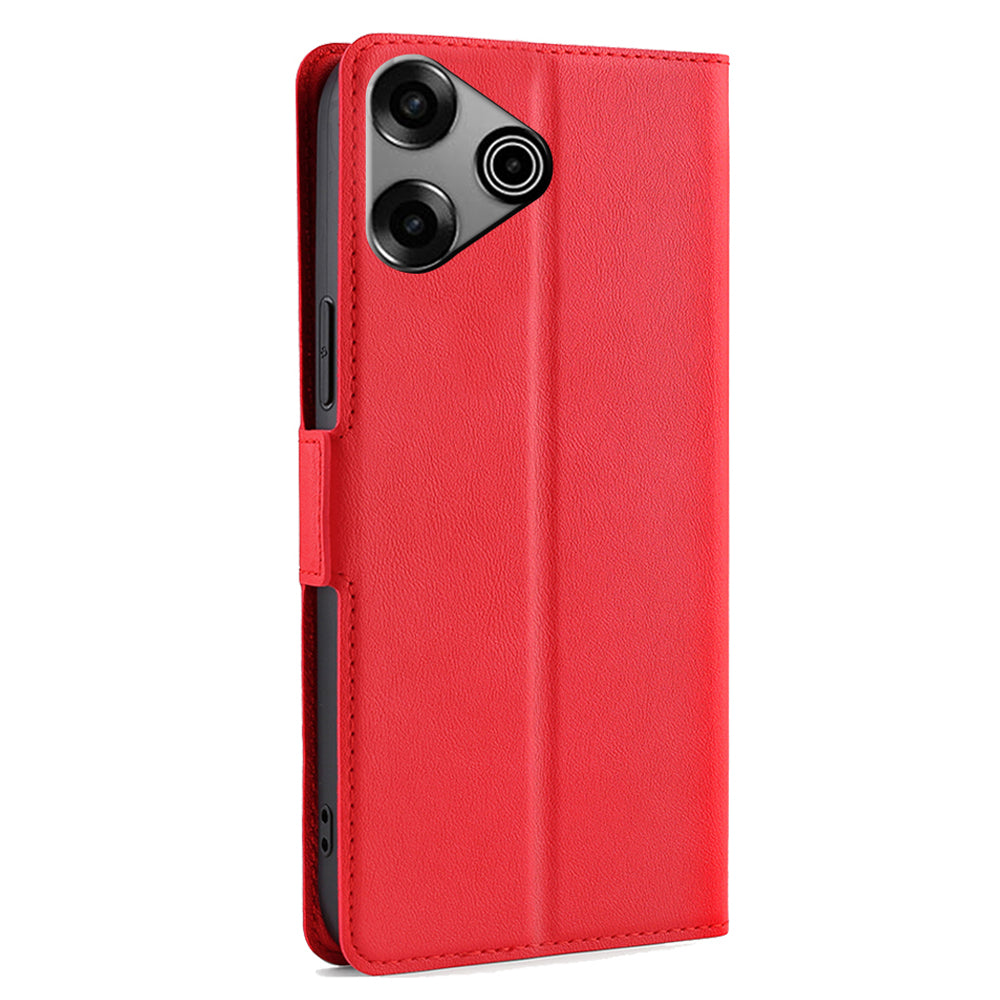 For Transsion Tecno Pova 6 Pro 5G Case PU Leather Card Slot Cover Side Magnetic Clasp Design - Red