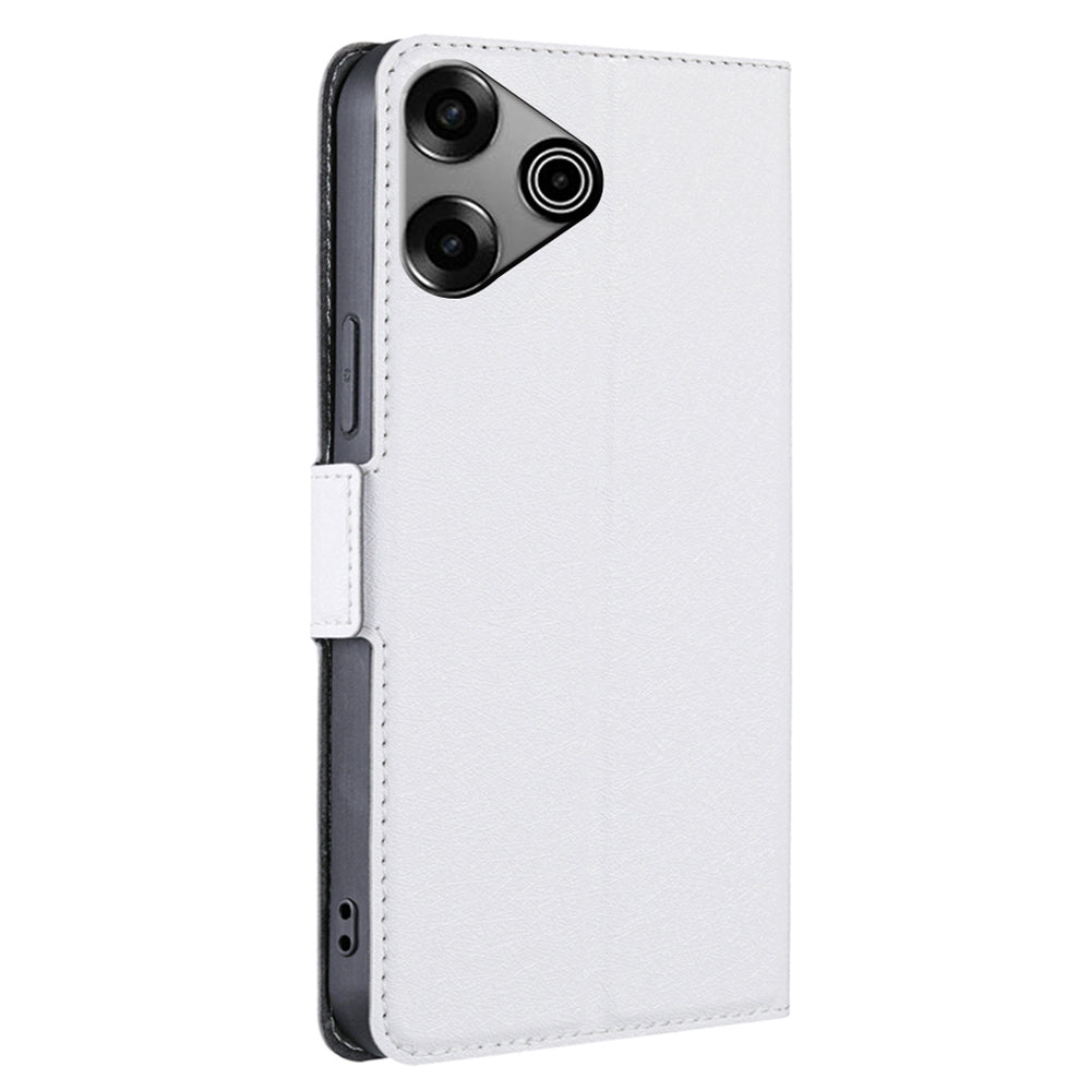 For Transsion Tecno Pova 6 Pro 5G Case PU Leather Card Slot Cover Side Magnetic Clasp Design - White