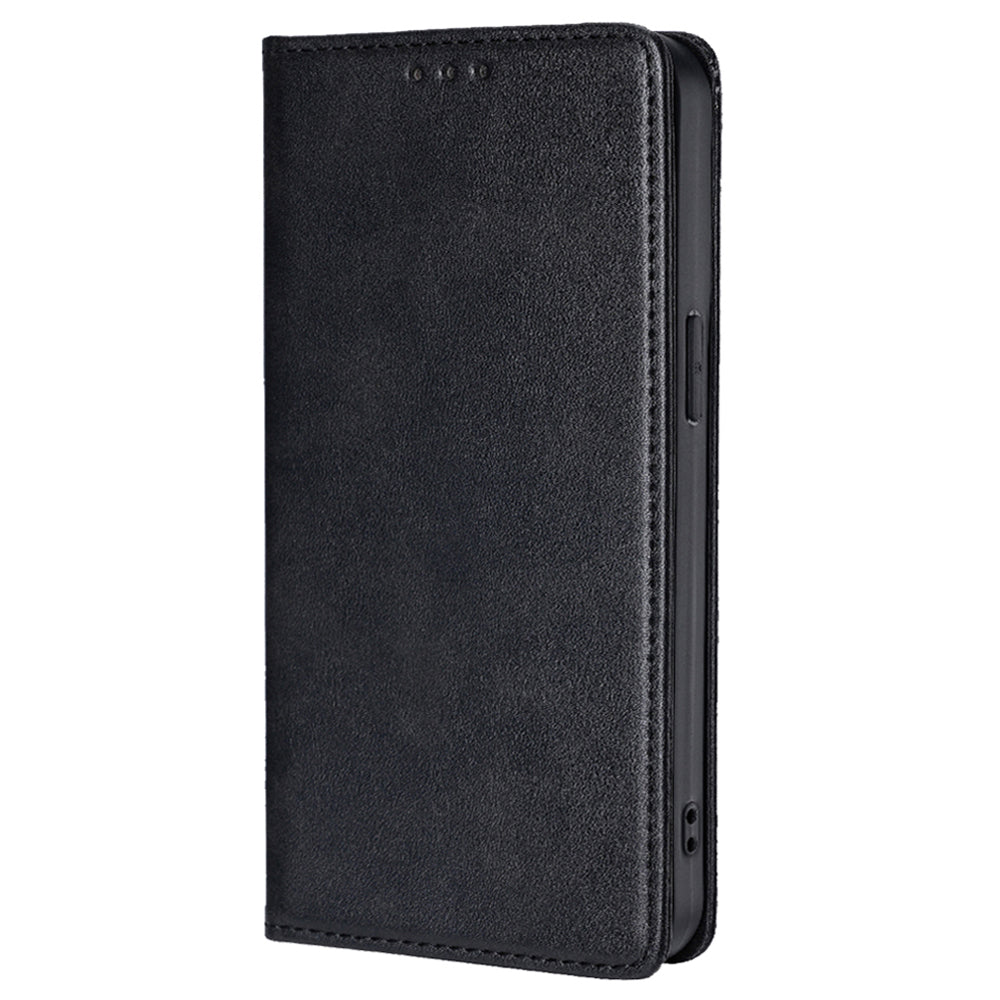 For Realme 12+ 5G Case Calf Textured Leather Wallet Cover Cell Phone Accessory Wholesale - Black
