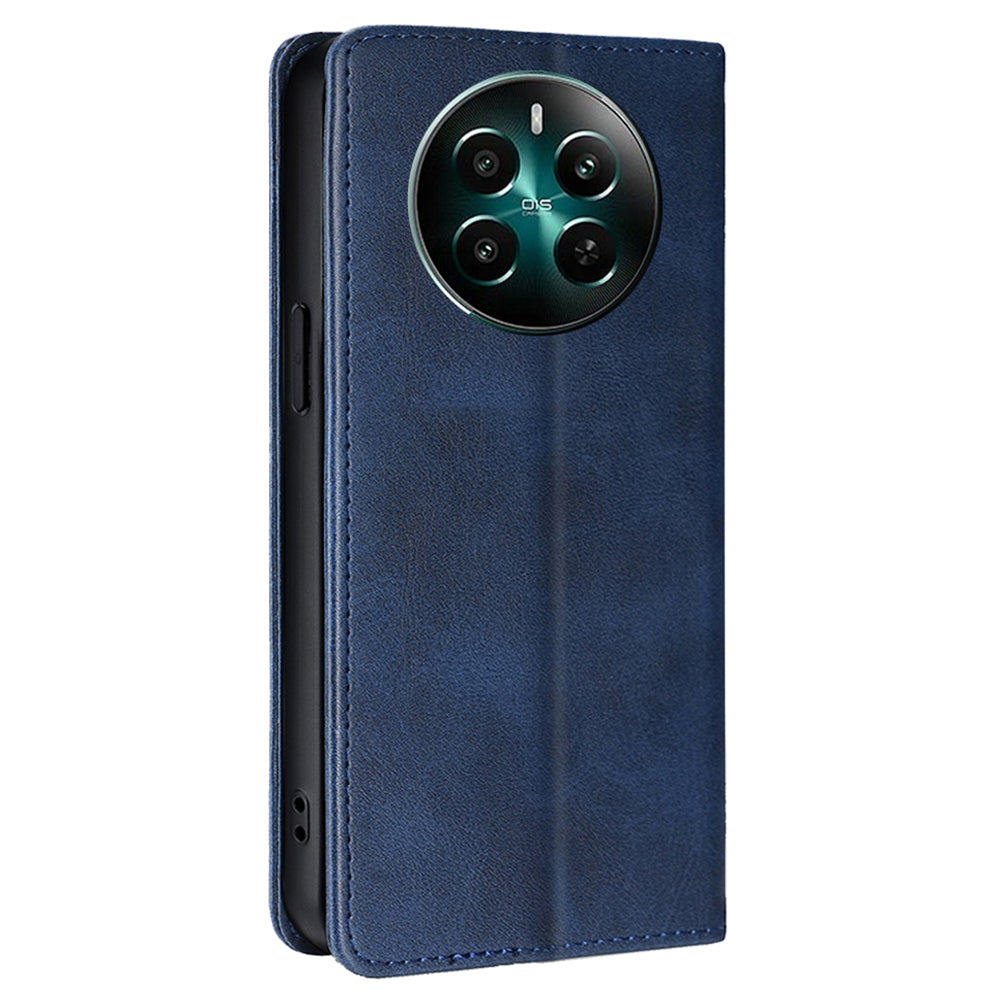 For Realme 12+ 5G Case Calf Textured Leather Wallet Cover Cell Phone Accessory Wholesale - Sapphire