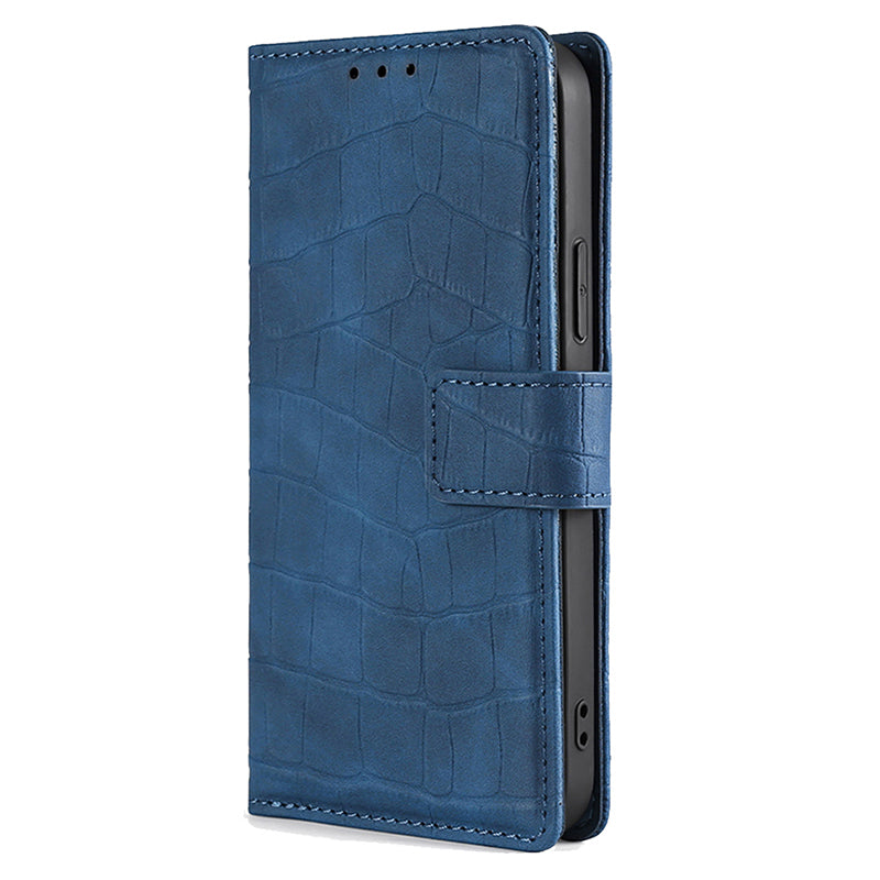 For Realme 12+ 5G Wallet Case Crocodile Texture PU Leather Protective Phone Cover - Blue