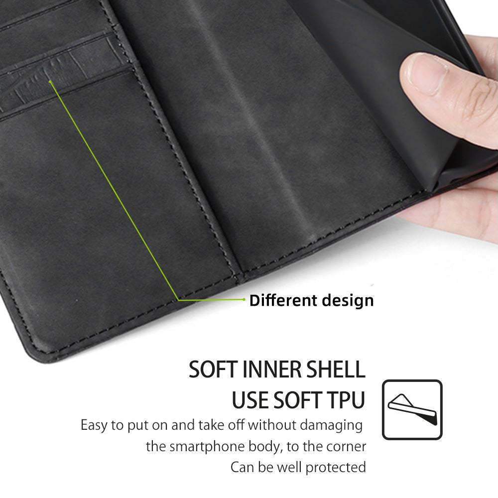 For Realme 12+ 5G Wallet Case Crocodile Texture PU Leather Protective Phone Cover - Black