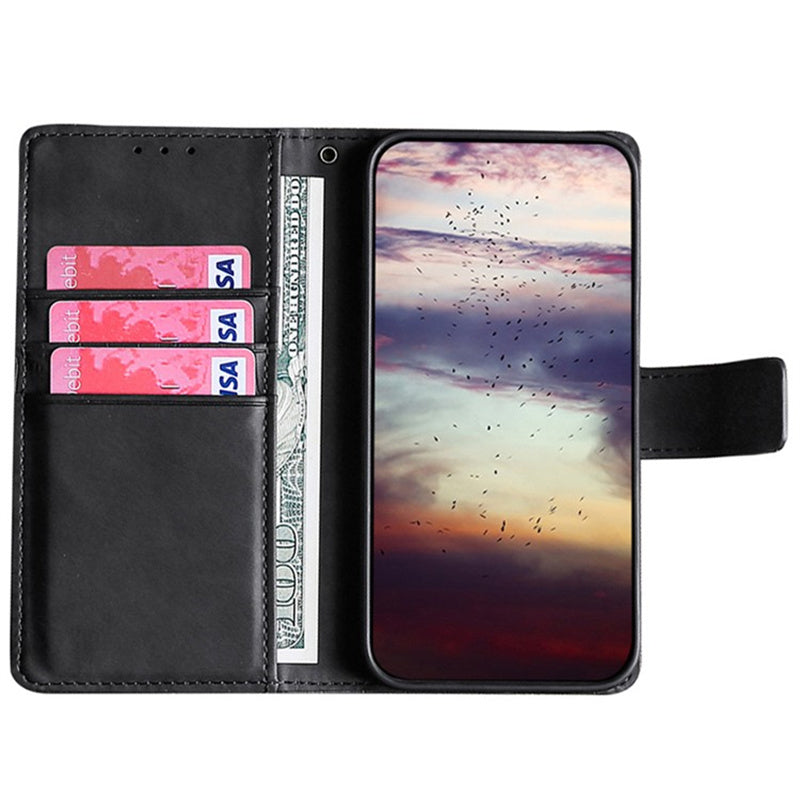 For Realme 12+ 5G Wallet Case Crocodile Texture PU Leather Protective Phone Cover - Black