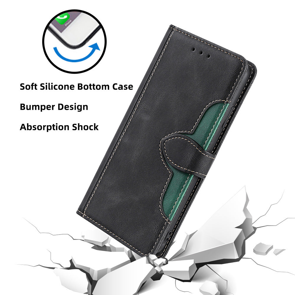For Realme 12+ 5G Case Skin-touch Leather Phone Cover with Wallet Stand - Black