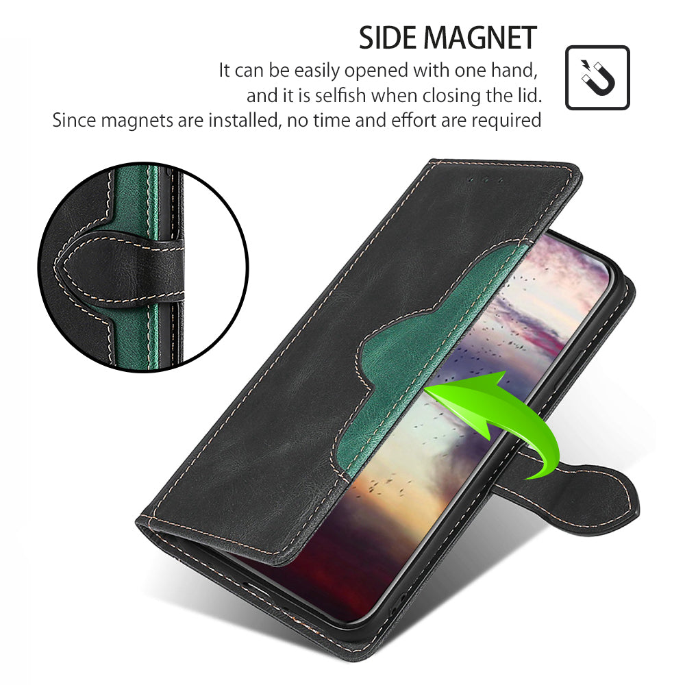 For Realme 12+ 5G Case Skin-touch Leather Phone Cover with Wallet Stand - Black