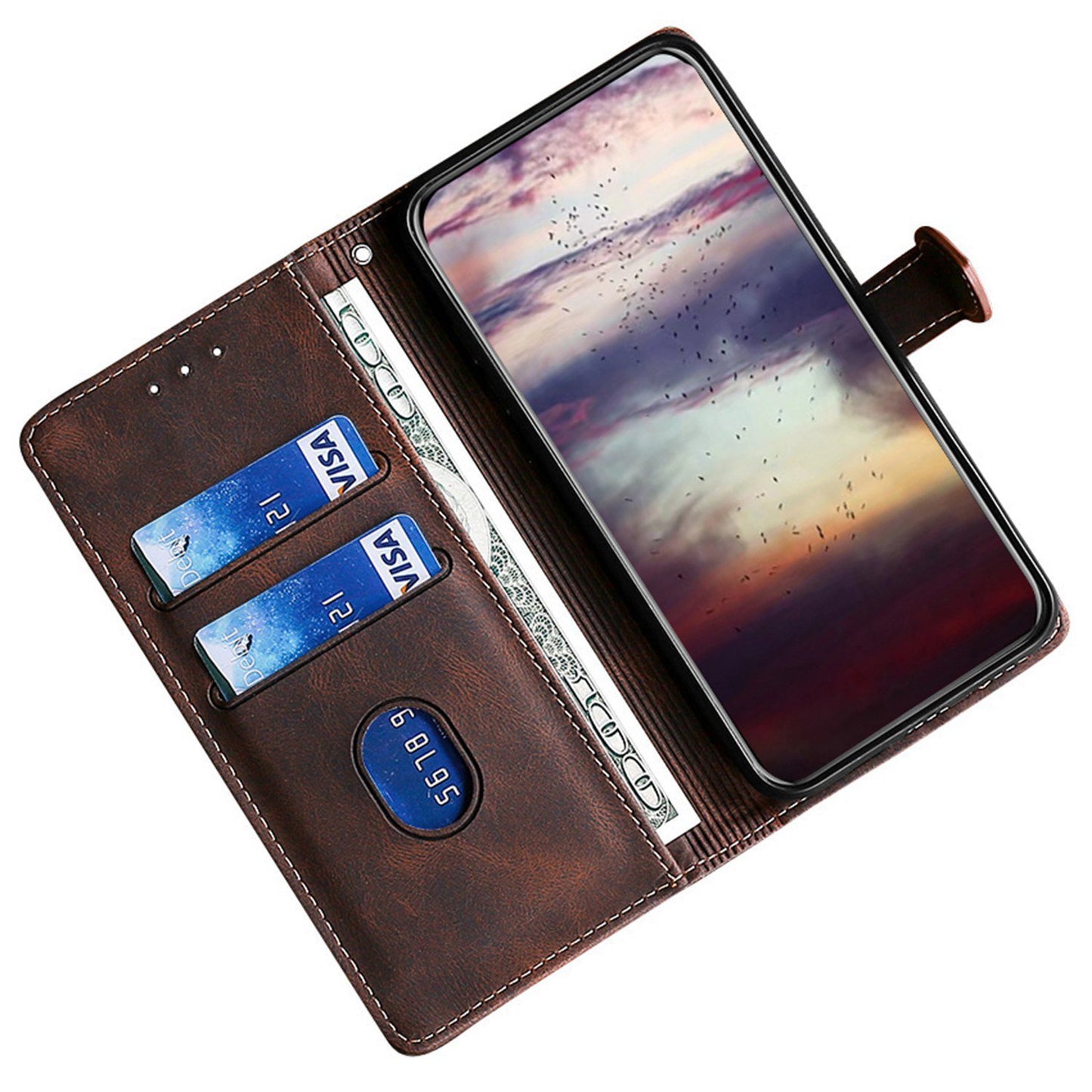 For Realme 12+ 5G Case Skin-touch Leather Phone Cover with Wallet Stand - Brown