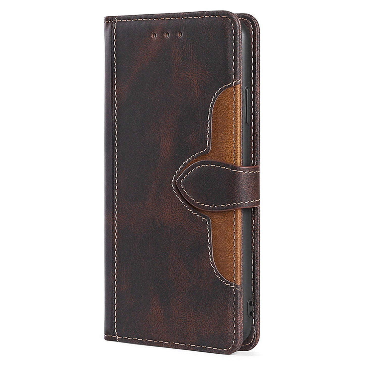 For Realme 12+ 5G Case Skin-touch Leather Phone Cover with Wallet Stand - Brown