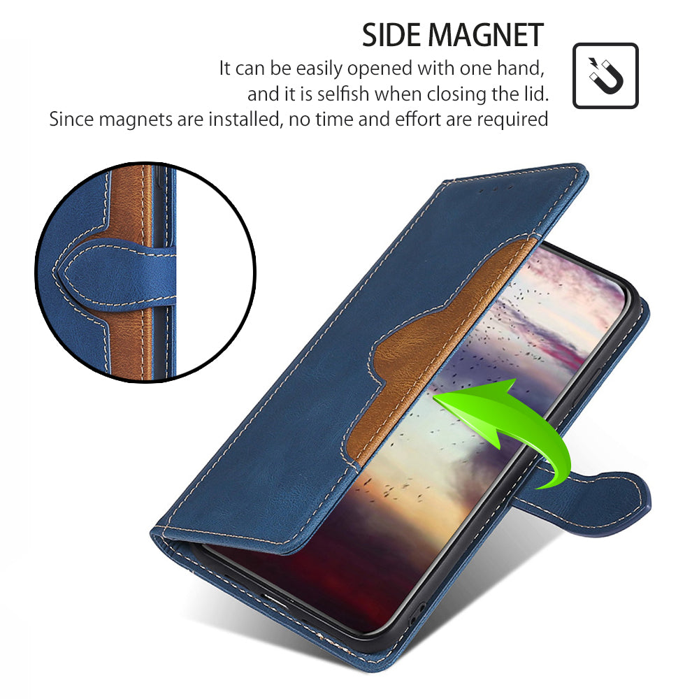 For Realme 12+ 5G Case Skin-touch Leather Phone Cover with Wallet Stand - Blue