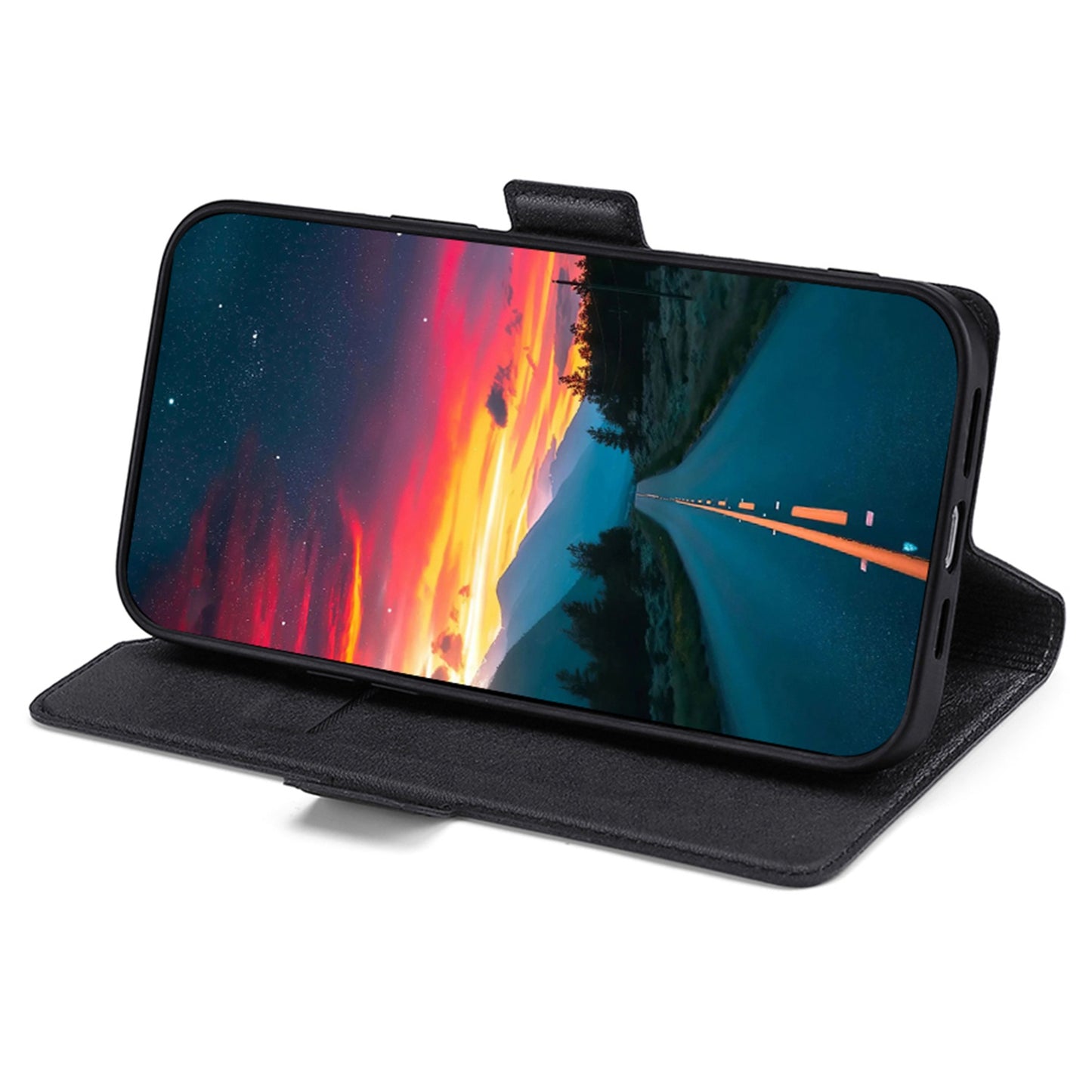 For Realme 12+ 5G Case Leather Phone Cover Mobile Accessories Wholesale - Black